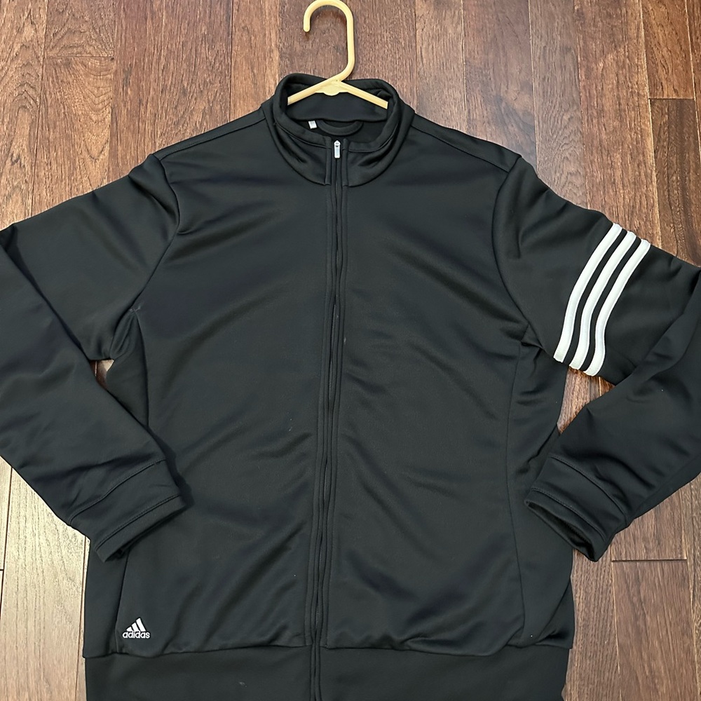 Adidas Women's XL Black Jacket with White Stripes